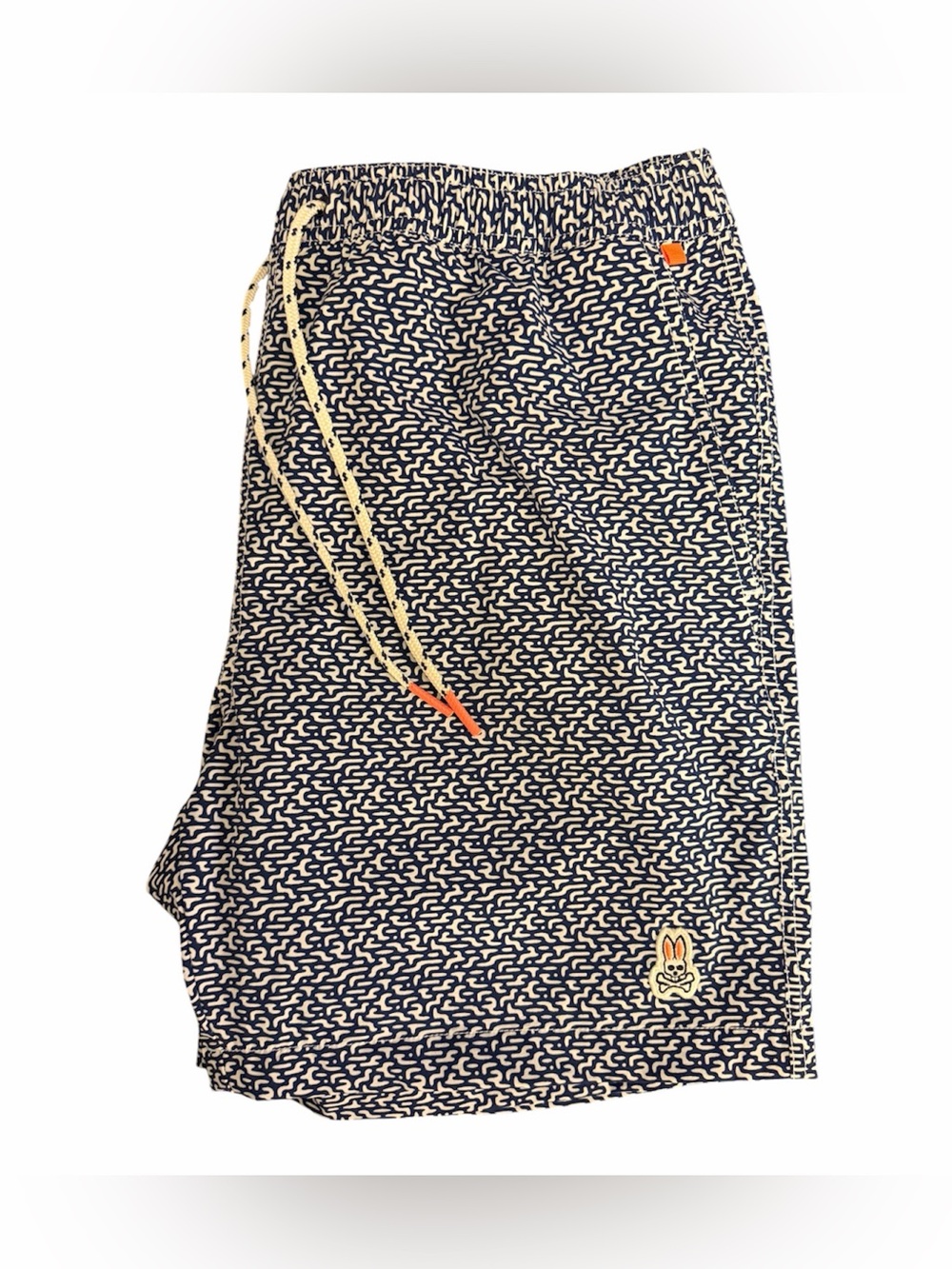 Psycho Bunny Navy & White Micro Print Swim Trunks with Drawcord size L - Picture 3 of 5